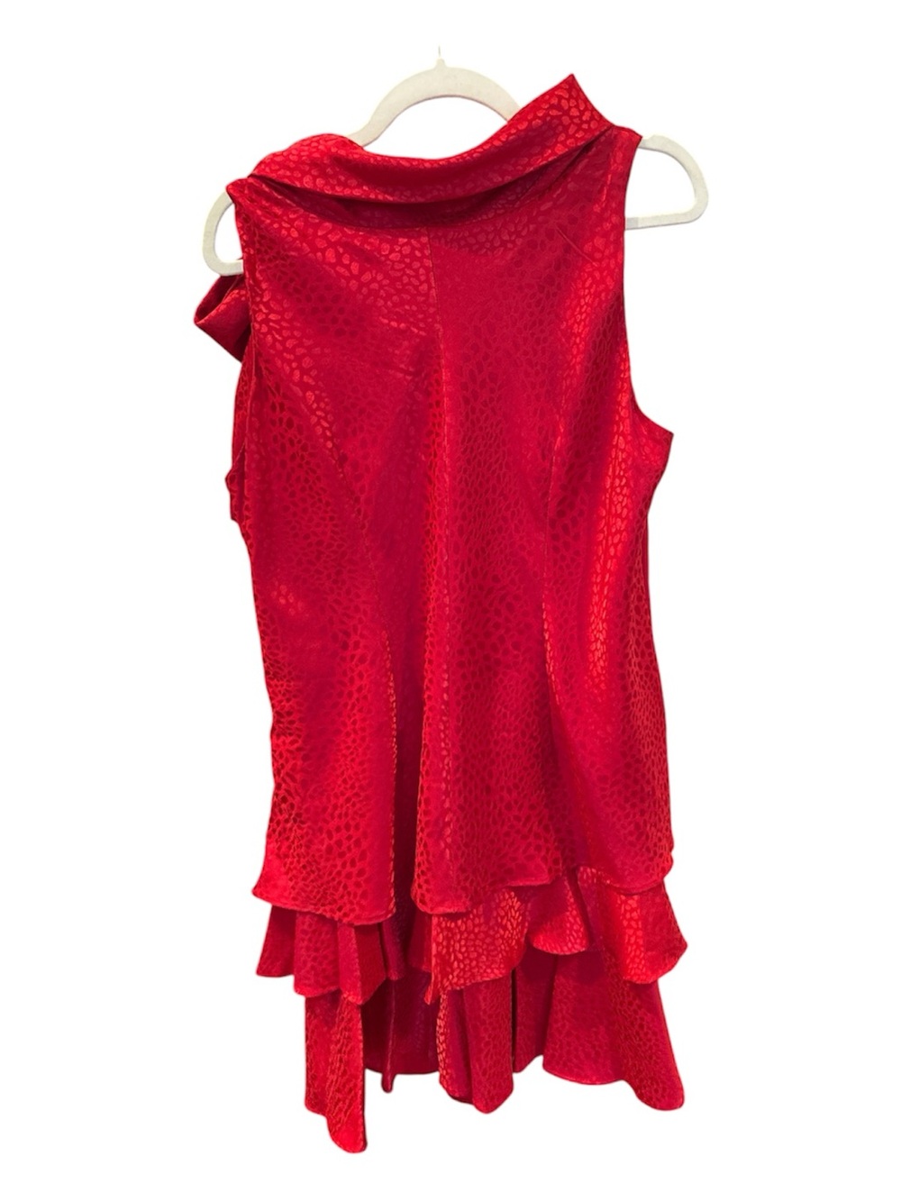 Robbie Bee Red Bow-Shoulder Layered Ruffle Dress - Picture 2 of 5